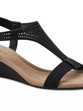 alfani Women's Step N Flex Vacanzaa Wedge Sandals black size 9.5